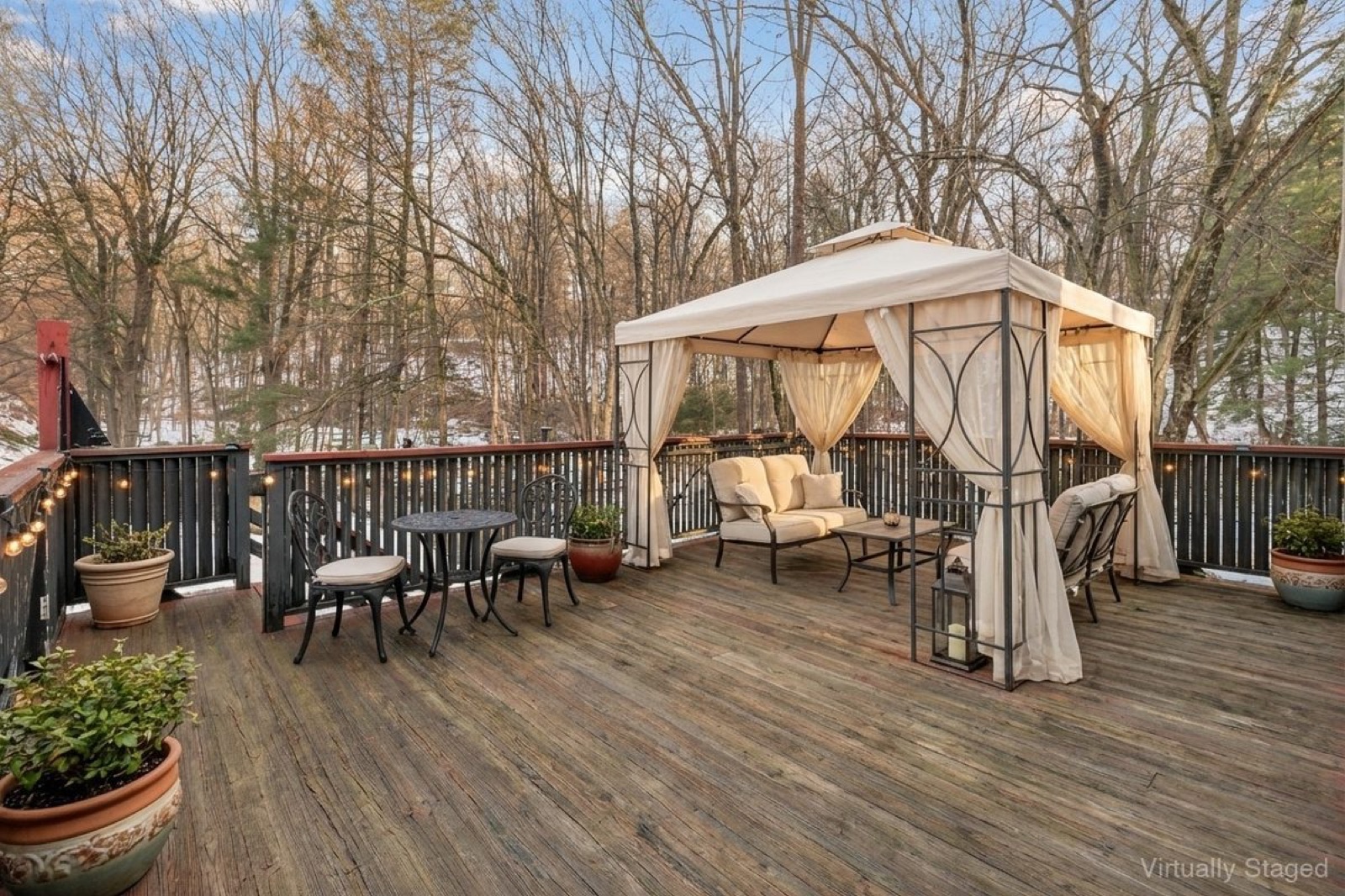 Naugatuck CT outdoor deck after virtual staging with gazebo and outdoor furniture
