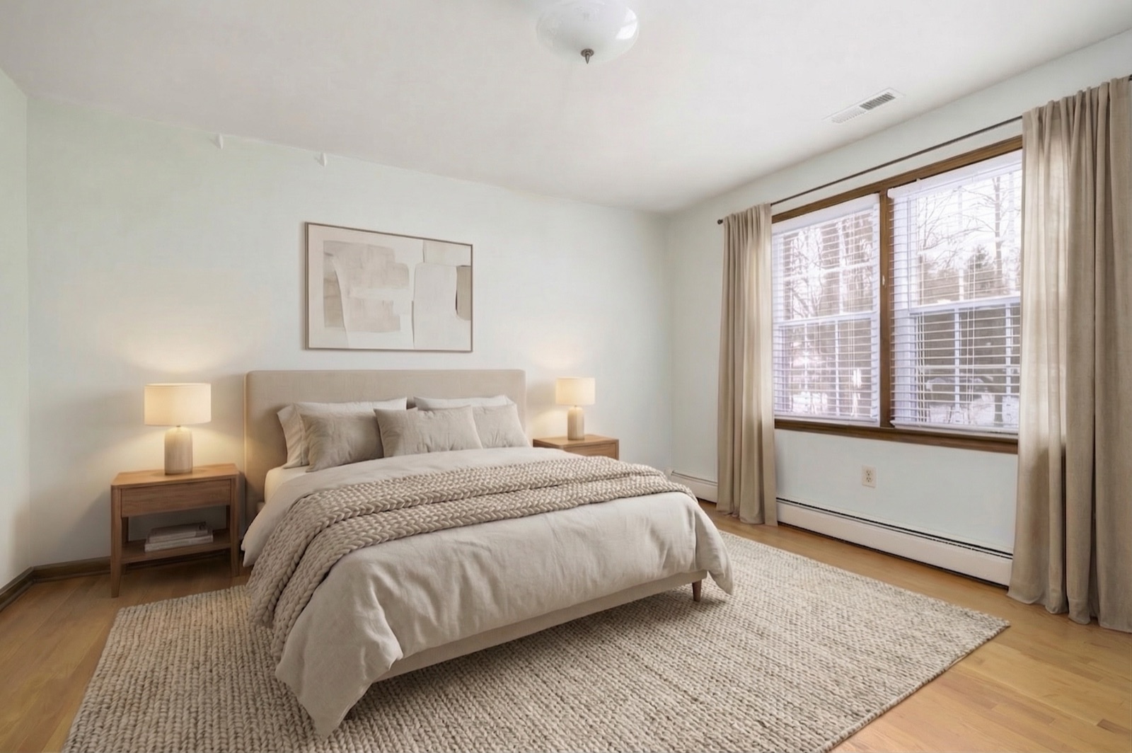 Naugatuck CT 12 by 13 bedroom after virtual staging with queen bed