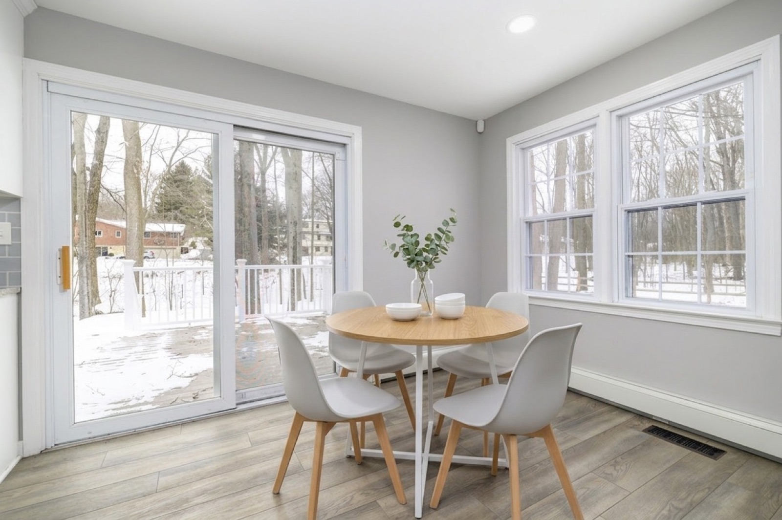 Naugatuck CT breakfast nook after virtual staging with small round table