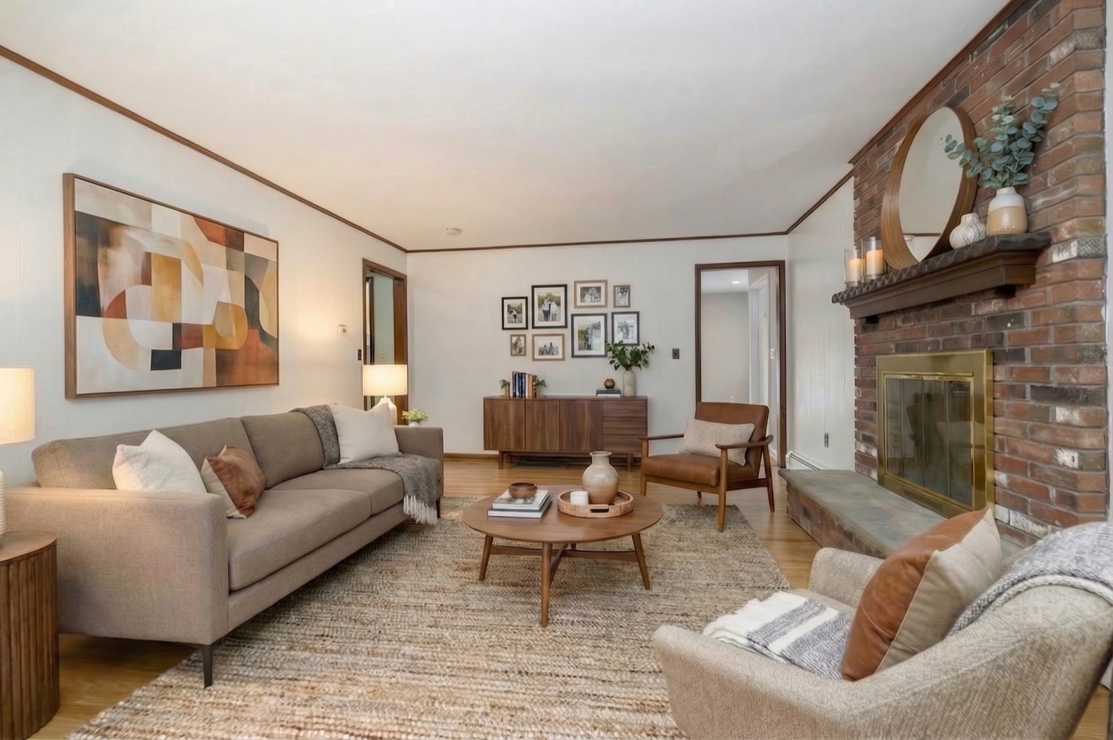 Naugatuck CT family room after virtual staging with sofa and bay window