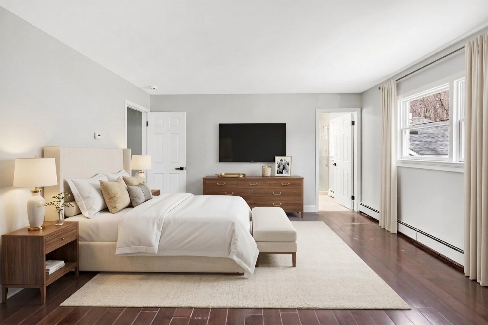 New Milford CT primary suite after virtual staging with king bed