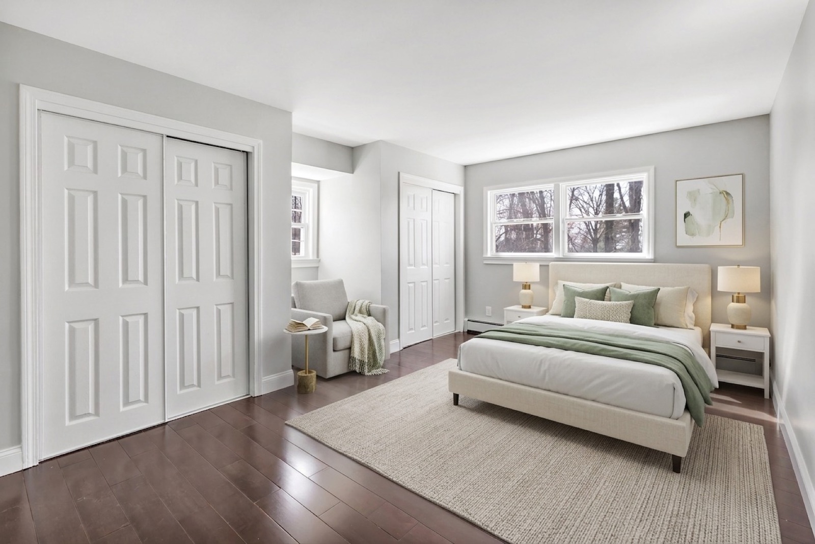 New Milford CT teen bedroom after virtual staging with full bed and study area